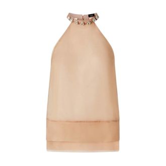 Pinko Sleeveless Tops, female, Beige, Size: M Mignattino Top