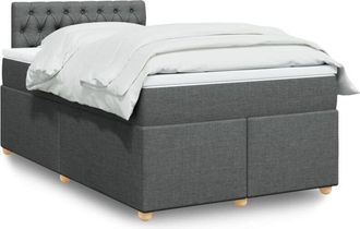 vidaXL Cama Box Spring Con Colch&oacute;n Tela Gris Oscuro 120x190 Cm Vidaxl