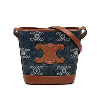 Celine Pre-owned Celine Small Denim Cuir Triomphe Bucket Bag Ladies M88BIX9UOOWUGQ0J