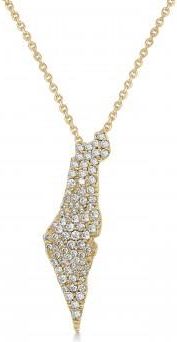 Allurez Diamond Israel Map Pendant Necklace 14K Yellow Gold (0.46ct)