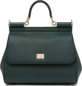 Dolce & Gabbana Sicily Medium Leren Handtas - Dames - Handtassen - Groen - ONE Size - Tassen