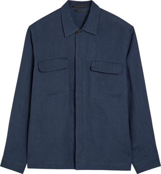 Sunspel Linen Overshirt - Navy 01 - S