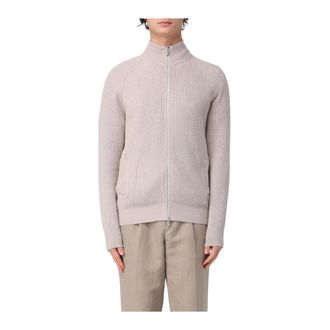 Brunello Cucinelli Truien & Vesten, Heren, Beige, M, Gebreid ribvest met rits