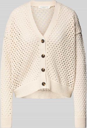 Christian Berg Cardigan mit Lochmuster in Sand, Gr&ouml;&szlig;e XXL