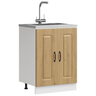 Berkfield Home Sink Base Cabinet Kalmar Artisan Oak 60x46x81.5 cm Engineered Wood in Brown