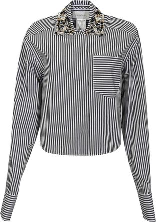 Sportmax Spxquagga Crop Shirt In Striped Cotton Poplin