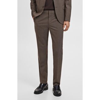 Mango Slim Fit Flat Front Pants in Brown at Nordstrom, Size 31