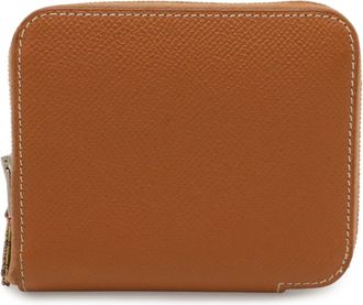 Herm&egrave;s Cognac Epsom Leather Silk Coin Purse/Coin Case (Pre-Owned)