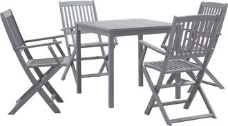vidaXL Juego De Comedor De Jard&iacute;n 5 Pzas Madera Maciza De Acacia Gris