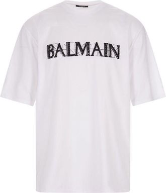 Balmain White Cotton Mens T-Shirt