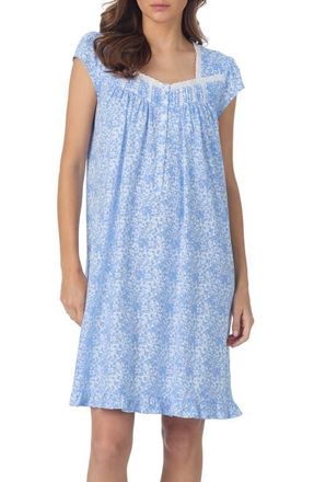 Eileen West Cap Sleeve Cotton Nightgown in Blue Print at Nordstrom, Size X-Large