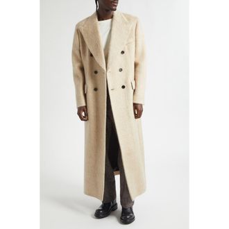 Dolce & Gabbana Double Breasted Longline Coat in S8230 Melange Bianchi-Beig at Nordstrom, Size 38 Us