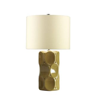 Loops Table Lamp Switched using. Cream Linen Shade Olive Green LED E27 60W