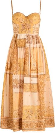 Zimmermann Lucky Corset Printed Cotton Midi Dress - Multi Print - 3 (UK 14 / L)
