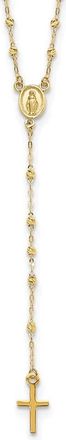 Diamond2Deal 14k Gold Polished & Diamond-Cut Rosary Cross Necklace 17