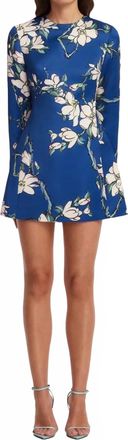 LEO LIN Aliza Long Sleeve Petal Mini Dress In Blue
