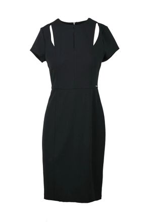 Calvin Klein Black Polyester Elastane Womens Sheath Dress