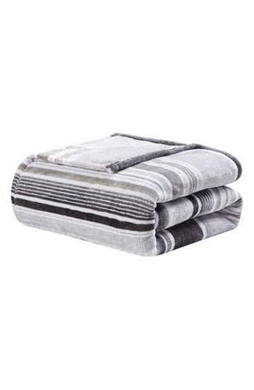 Luxury Home Stripe Fleece Throw Blanket in Cole at Nordstrom Rack, Size Queen
