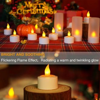 OEM Candele Tealight Led Ricaricabili Senza Fiamma Con Supporto, Set Da 12 Pezzi (giallo)