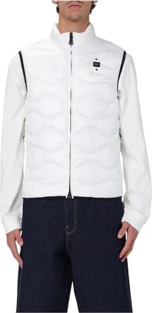 Blauer Witte Lichtgewicht Rits Jas Mannen - Heren - Bodywarmers - Wit - M - Jassen