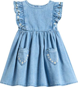 Next Kids Daisy Embroidered Denim Dress in Blue at Nordstrom, Size 18-24M