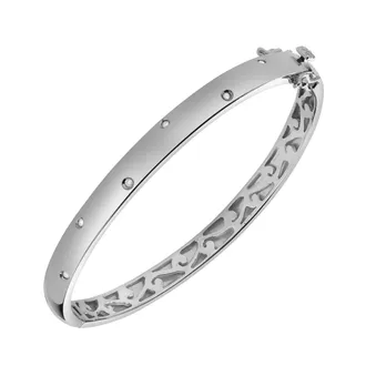 LuvMyJewelry Starlit Grace 0.07 Ct Diamond Bangle in 925 Sterling Silver