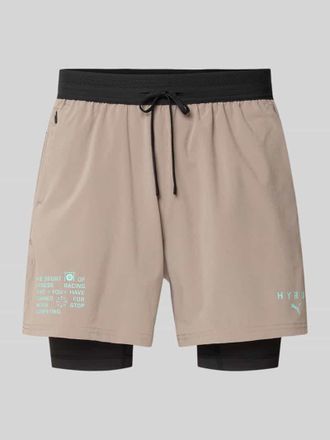 Puma Regular Fit Sportshorts mit Logo-Print Modell PWRMO in Taupe, Gr&ouml;&szlig;e XL
