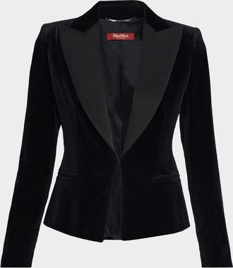 Max Mara Eolie Peak-Lapel Velvet Tuxedo Jacket