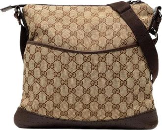 Gucci Pre-owned Cross Body Bags, female, Beige, Size: ONE SIZE Pre-owned Canvas Crossbody Bag
