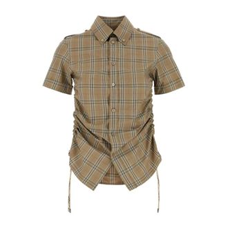 Burberry Shirts, female, Multicolor, Size: 3XS Embroidered Poplin Shirt