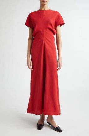 Toteme Slouch Waist Wool Dress in Poppy at Nordstrom, Size 10 Us