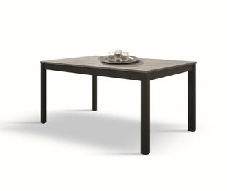 Konte Design Mesa de madera, gris cemento, metal antracita 120x80 - 170x80 cm