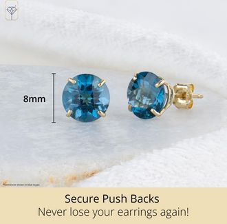 MAX + STONE 10k Yellow or White Gold 8mm Round Cut Gemstone Birthstone Stud Earrings