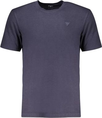 Guess Blauw Katoenen T-shirt met Textiel Detail - Heren - T-shirts - Blauw - S - Katoen - Tops