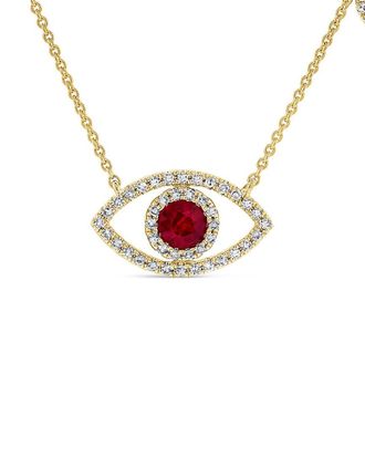 Sabrina Designs 14K 0.46 Ct. Tw. Diamond & Ruby Evil Eye Necklace