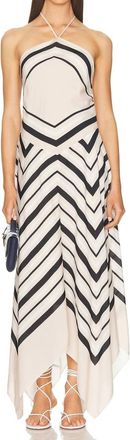 SIMKHAI Hera Halter Midi Dress In Sand Stripe