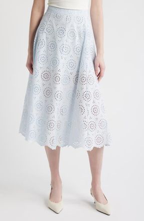 Frame Denim The Solstice Eyelet Midi Skirt in Ice Blue at Nordstrom, Size 00