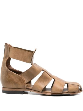 Shoto leather zipped sandals - Brown