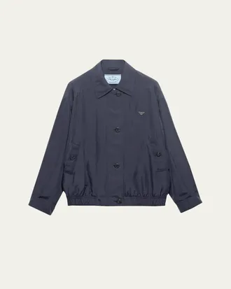 Prada Silk Zip-Up Bomber Jacket