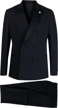 Lardini double-breasted wool suit - men - Wool/Elastane/Cupro - 54 - Blue