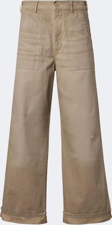 Acne Studios Pantalones anchos de sarga de algod&oacute;n
