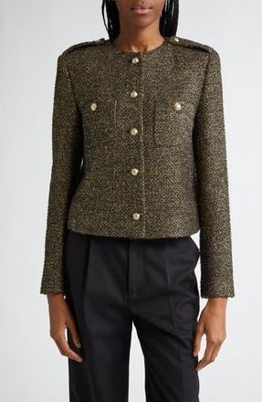 Reiss Wynee Metallic Knit Jacket in Gold at Nordstrom Rack, Size 14