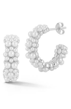 Glaze Jewelry Faux Pearl Hoop Earrings in Silver at Nordstrom Rack