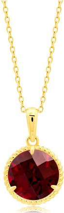 MAX + STONE 14k Yellow or White Gold Roped Halo 8mm Round Gemstone Pendant Necklace