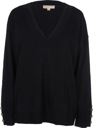 Michael Kors Zwarte trui - Dames - V-hals truien - Zwart - S - Polyester - Truien & Vesten