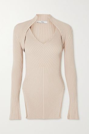 SAFiYAA Nouvel Ribbed-knit Sweater And Tank Set - Rosa