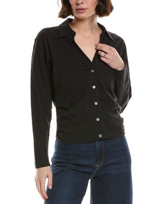 Lilla P Side Pleat Button Down Shirt