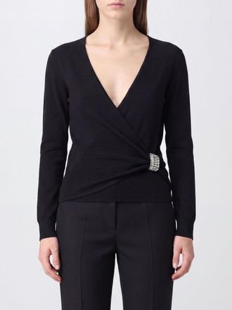 Valentino Garavani Top slim fit in lana vergine a maniche lunghe con spilla gioiello