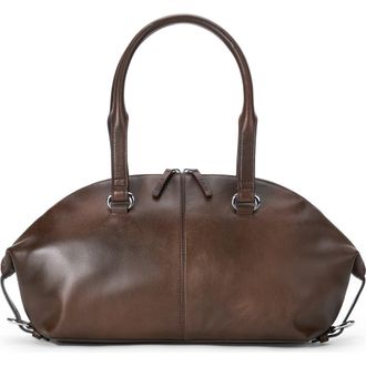 Staud Hester Leather Shoulder Bag in Espresso Distressed at Nordstrom