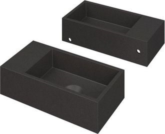 Bernacchini Versus Fontein - 36x18x9cm - wasbak rechts - 0 kraangaten - Quartz zwart